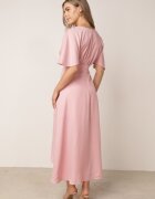 vices Rochie de cocktail roz cu croi asimetric cu volan Finexia