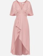 vices Rochie de cocktail roz cu croi asimetric cu volan Finexia