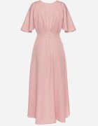 vices Rochie de cocktail roz cu croi asimetric cu volan Finexia