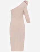 vices Rochie de seară asimetrică cu croială asortată și mânecă decorativă Canotis Bej