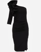 vices Rochie de seară asimetrică cu croială asortată și mânecă decorativă Canotis Neagră