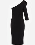 vices Rochie de seară asimetrică cu croială asortată și mânecă decorativă Canotis Neagră