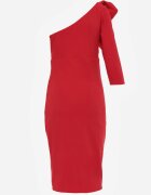 vices Rochie de seară asimetrică cu croială asortată și mânecă decorativă Canotis Roșie