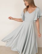 vices Rochie de seară cu croială evazată și volane în loc de mâneci Ghala Albastră