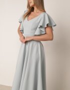 vices Rochie de seară cu croială evazată și volane în loc de mâneci Ghala Albastră