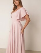 vices Rochie de seară cu croială evazată și volane în loc de mâneci Ghala Roz
