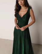 vices Rochie de seară cu sclipici și decolteu petrecut Aconivea Verde