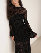 vices Rochie de seară din dantelă cu fronseu și mâneci evazate Blakeli Neagră