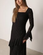 vices Rochie de seară din dantelă cu volane la mâneci și la tiv Nasanel Neagră