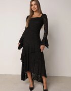 vices Rochie de seară din dantelă cu volane la mâneci și la tiv Nasanel Neagră