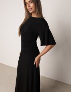 vices Rochie de seară plisată din țesătură cu sclipici Arollea Neagră