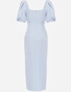 vices Rochie de seară simplă cu mâneci bufante și șliț în față Fiala Albastră