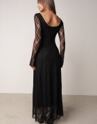 vices Rochie Elegantă cu Dantelă și Decolteu Adânc la Spate Wiki Neagră