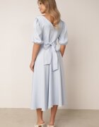 vices Rochie elegantă cu mâneci bufante și tip cravată la spate Zeepy Albastră