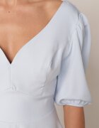 vices Rochie elegantă cu mâneci bufante și tip cravată la spate Zeepy Albastră