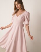vices Rochie elegantă cu mâneci bufante și tip cravată la spate Zeepy Roz