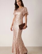 vices Rochie elegantă cu paiete și mâneci fluture Vialette Aurie