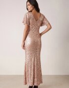 vices Rochie elegantă cu paiete și mâneci fluture Vialette Aurie