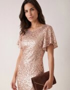 vices Rochie elegantă cu paiete și mâneci fluture Vialette Aurie
