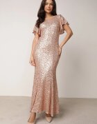 vices Rochie elegantă cu paiete și mâneci fluture Vialette Aurie