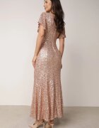 vices Rochie elegantă cu paiete și mâneci fluture Vialette Aurie