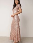vices Rochie elegantă cu paiete și mâneci fluture Vialette Aurie