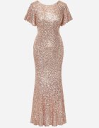 vices Rochie elegantă cu paiete și mâneci fluture Vialette Aurie