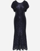 vices Rochie elegantă cu paiete și mâneci fluture Vialette Bleumarin