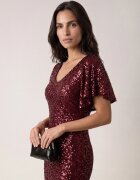 vices Rochie elegantă cu paiete și mâneci fluture Vialette Bordo