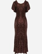 vices Rochie elegantă cu paiete și mâneci fluture Vialette Maro