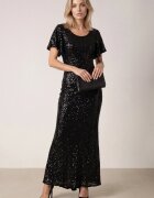 vices Rochie elegantă cu paiete și mâneci fluture Vialette Neagră