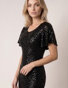 vices Rochie elegantă cu paiete și mâneci fluture Vialette Neagră