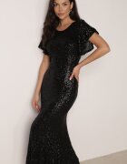 vices Rochie elegantă cu paiete și mâneci fluture Vialette Neagră