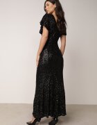vices Rochie elegantă cu paiete și mâneci fluture Vialette Neagră