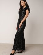vices Rochie elegantă cu paiete și mâneci fluture Vialette Neagră