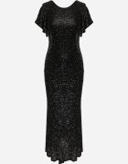 vices Rochie elegantă cu paiete și mâneci fluture Vialette Neagră