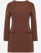 vices Rochie Elegantă Maro cu Croială Trapezoidală cu Imitație de Buzunare Amaliete