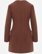 vices Rochie Elegantă Maro cu Croială Trapezoidală cu Imitație de Buzunare Amaliete