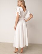 vices Rochie Evazată Albă Decorată cu Volane Emilienne