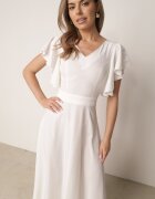 vices Rochie Evazată Albă Decorată cu Volane Emilienne