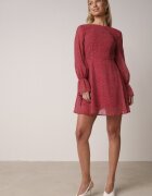 vices Rochie evazată bordo cu mâneci bufante cu buline Eriane