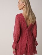 vices Rochie evazată bordo cu mâneci bufante cu buline Eriane