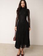 vices Rochie evazată din dantelă cu mâneci transparente Audriana Neagră