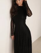 vices Rochie evazată din dantelă cu mâneci transparente Audriana Neagră