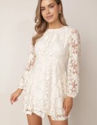 vices Rochie evazată din țesătură transparentă cu model floral Metobe Bej