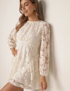 vices Rochie evazată din țesătură transparentă cu model floral Metobe Bej