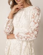 vices Rochie evazată din țesătură transparentă cu model floral Metobe Bej