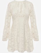 vices Rochie evazată din țesătură transparentă cu model floral Metobe Bej