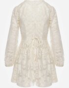 vices Rochie evazată din țesătură transparentă cu model floral Metobe Bej