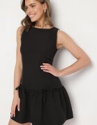 vices Rochie Evazată Neagră Fără Mâneci cu Talie Joasă și Fundițe Folinesa